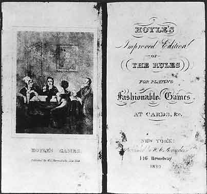 Frontispis a tituln strana prvnho vydn Hoyle's Rules z roku 1830
